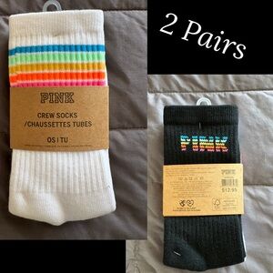 🚫SOLD🚫 PINK Victoria's Secret Rainbow Crew Socks NEW